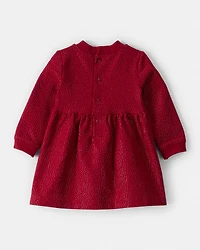 Baby Girl DayDream Fleece Bow Glitter Dress Set - Red