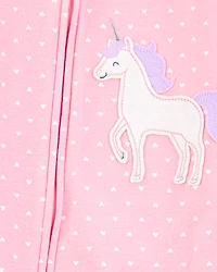 Baby Girl Unicorn Snug Fit Cotton Footie 1-Piece Pyjamas - Pink