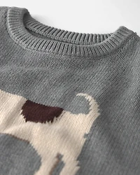 Kids Organic Cotton Dog Sweater Knit Pullover