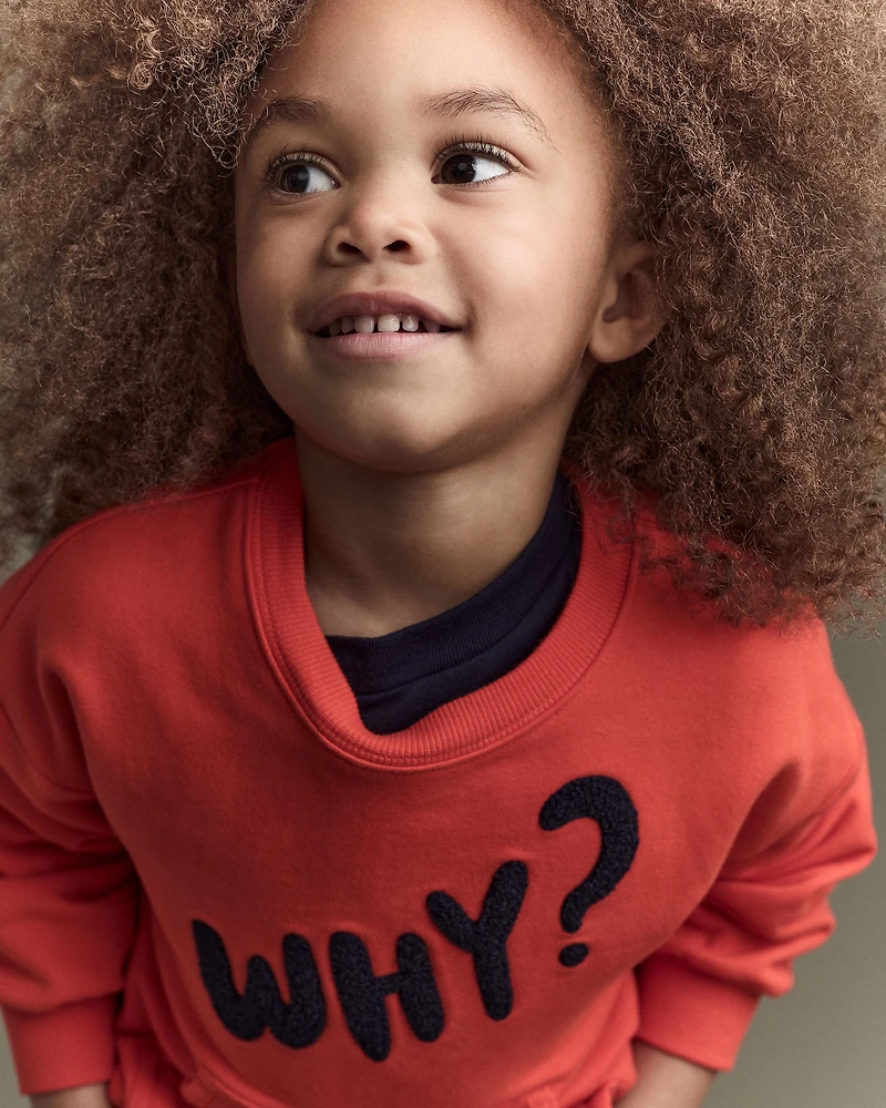 Toddler Why? Graphic Pullover Sweatshirt - Orange
