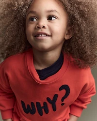 Toddler Why? Graphic Pullover Sweatshirt - Orange