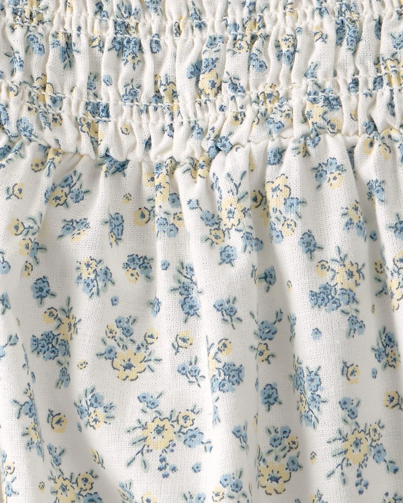 Baby Girl Linen Romper Made with Organic Cotton Spring Bloom