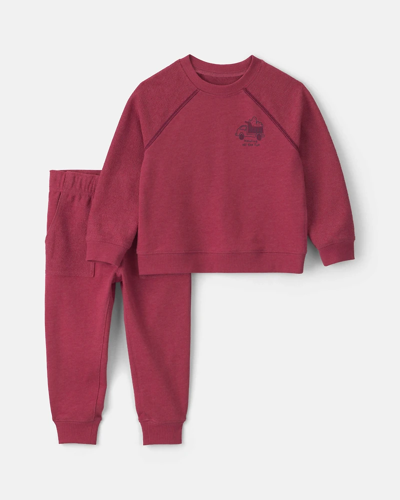 Baby Boy 2-Piece Construction French Terry Top & Pant Set - Burgundy