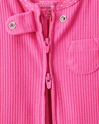 Girls Cotton Long-Sleeve Snug Fit Sleeper - Pink