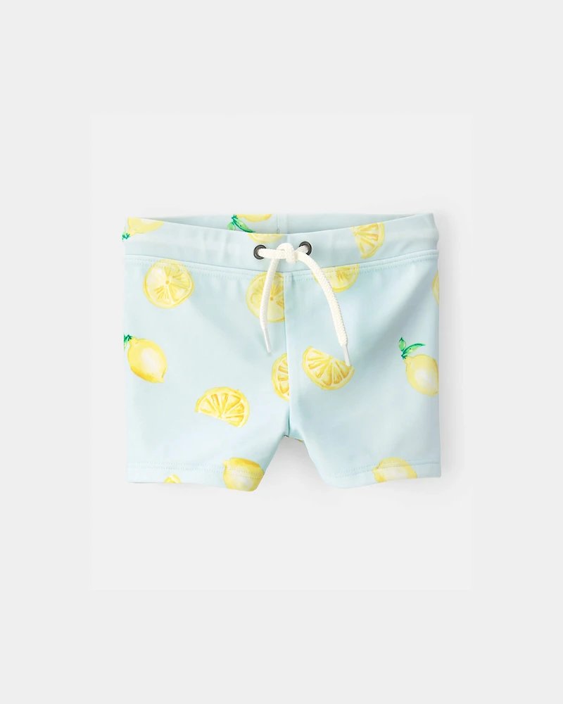 Baby Boy 2-Piece Lemon Rashguard Swimsuit Set - Yellow/Blue