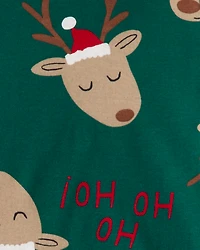 Kid Reindeer  Snug Fit 2-Piece Pajamas - Green