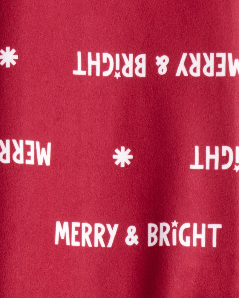 Kid Merry & Bright Christmas Print Loose Fit Pyjama Bottoms - Red
