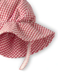 Baby Girl Sunhat Made with Organic Cotton Red Gingham