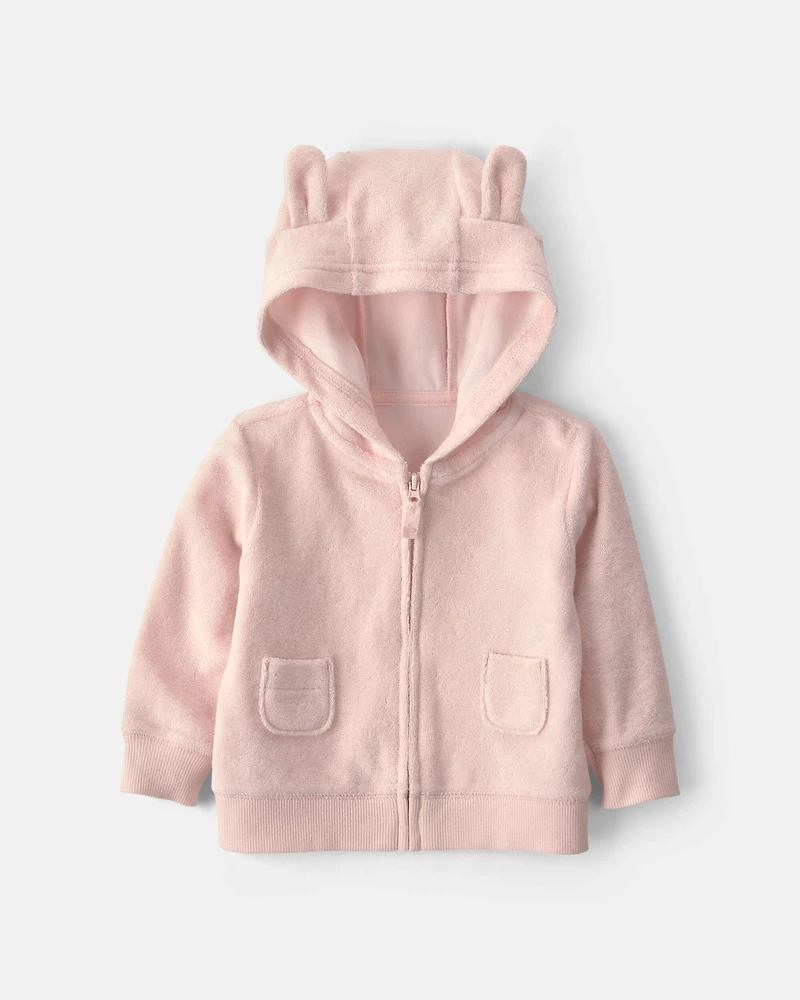 Baby Girl 3-Piece Bunny Terry Short-Sleeve Layering Set - Pink