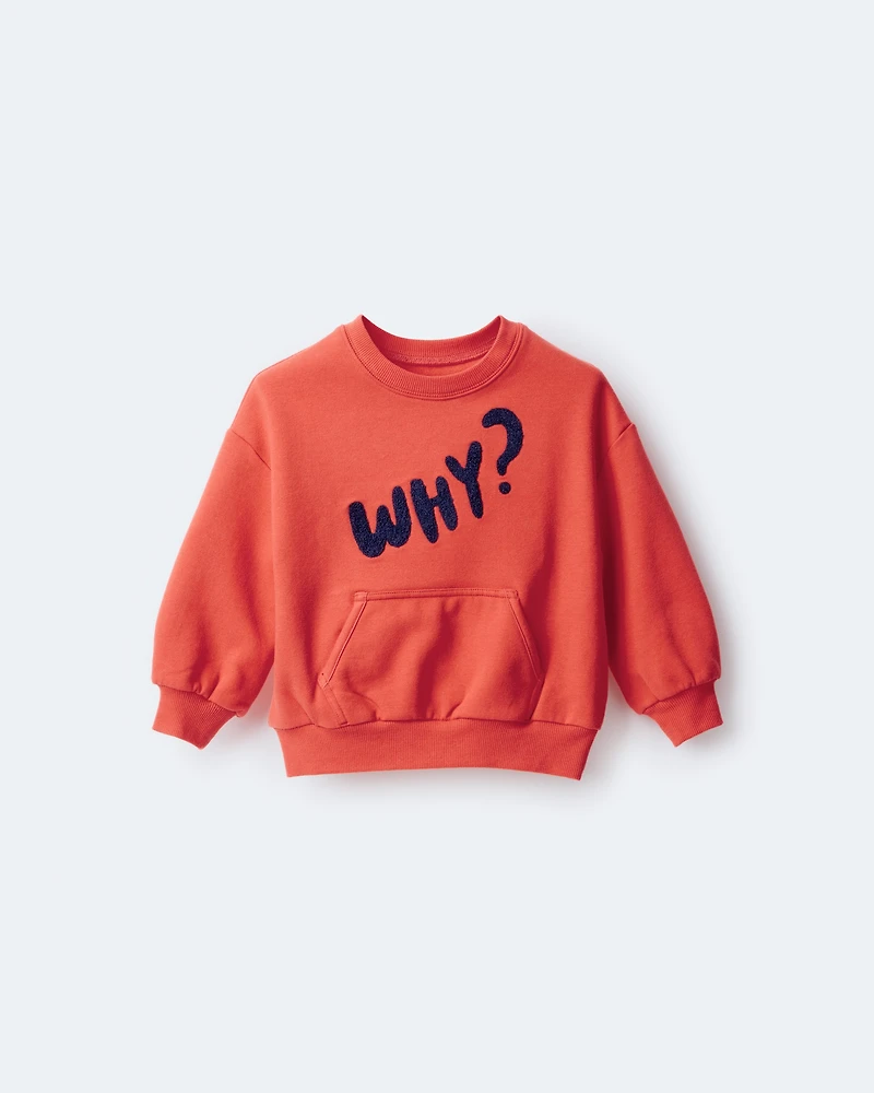 Toddler Why? Graphic Pullover Sweatshirt - Orange