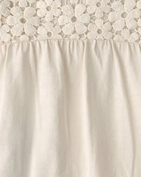 Baby Girl 2-Piece Eyelet Bodysuit & Pant Set - Cream/Blue