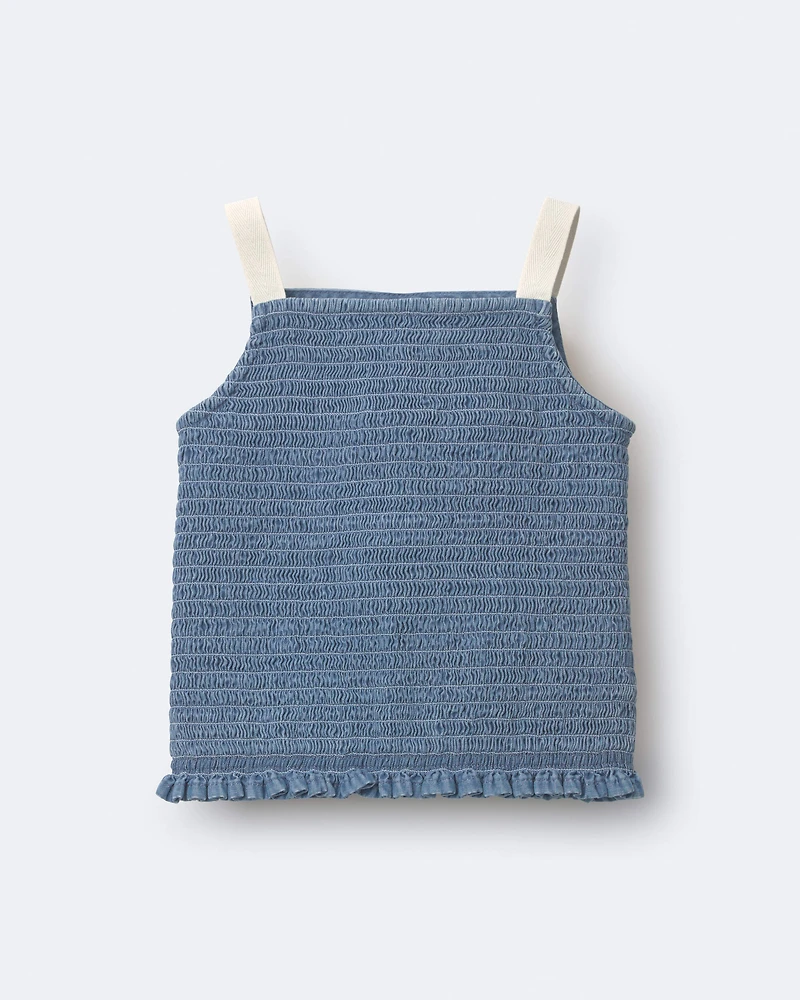 Toddler Girl Smocked Peplum Top Chambray