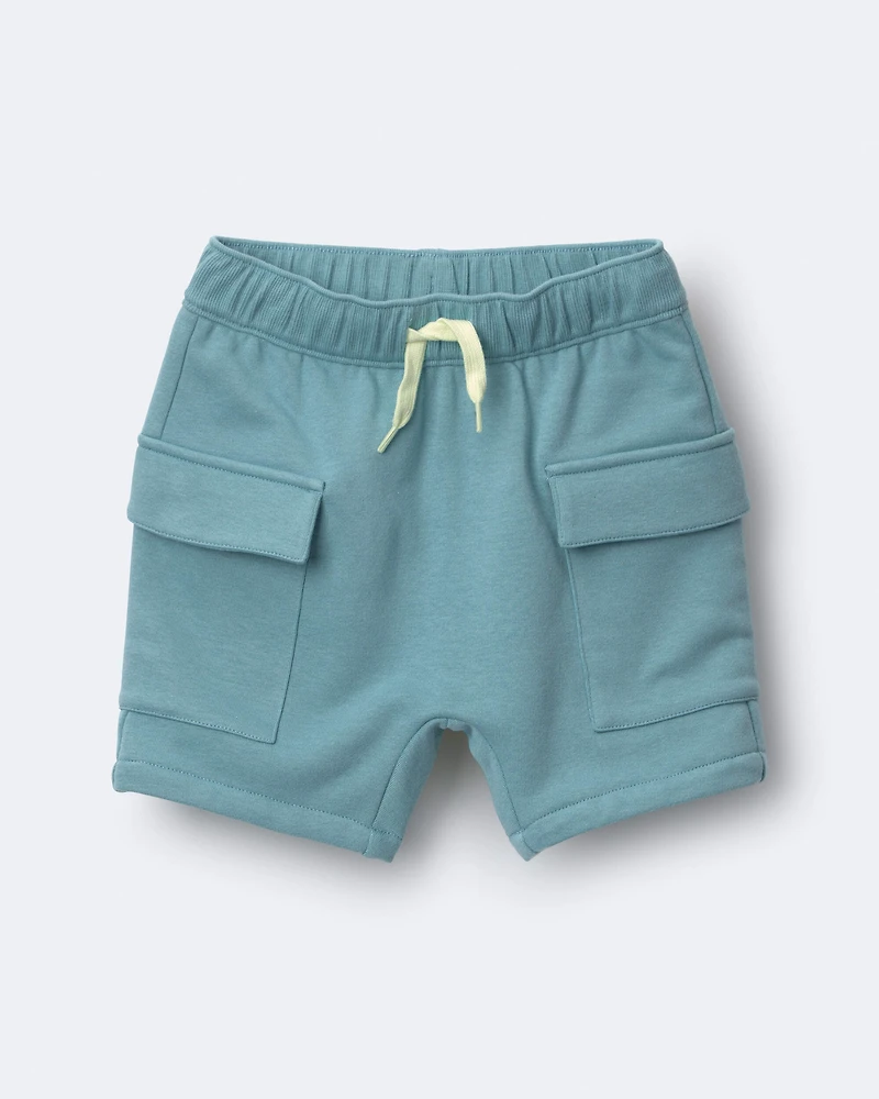 Toddler Boy French Terry Cargo Shorts - Teal