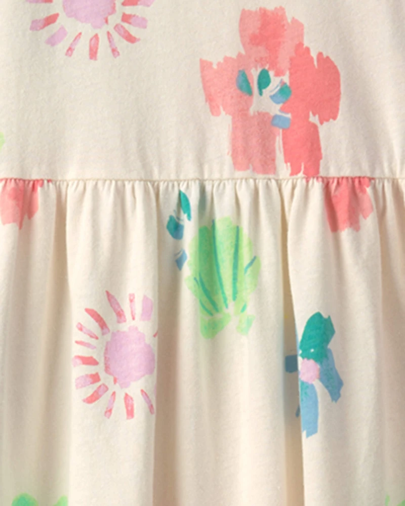 Girls Tropical Floral Sleeveless Maxi Dress - Ivory