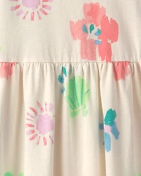 Girls Tropical Floral Sleeveless Maxi Dress - Ivory