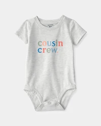 Baby 'Cousin Crew' Graphic Bodysuit - Grey