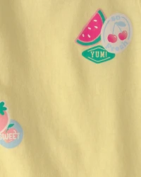 Toddler Girl Fruit Sticker Graphic Tank - Yellow