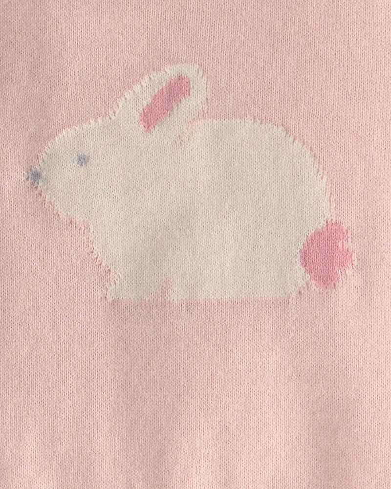 Baby Girl 2-Piece Bunny Short-Sleeve Sweater Top & Short Set - Pink
