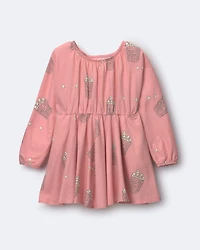Toddler Girl Avenue Twirl™ Ruffle Dress Popcorn Print - Light Pink