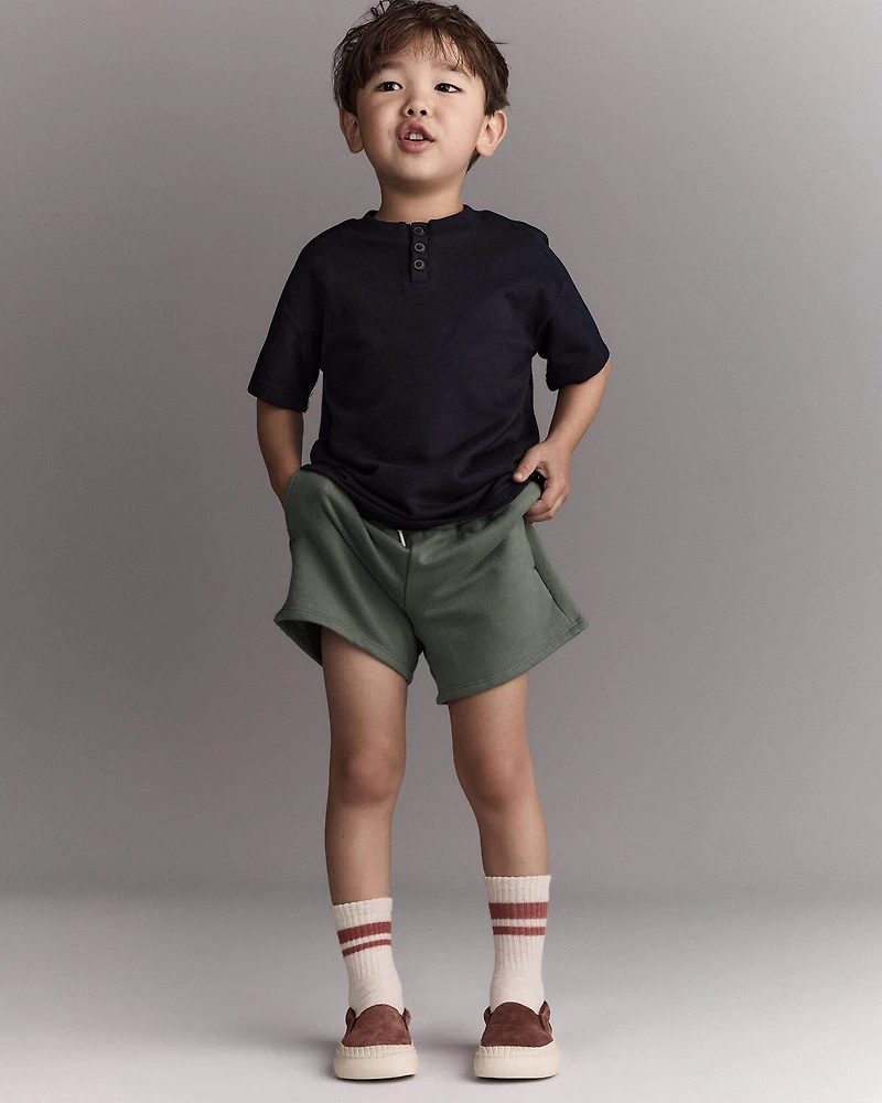 Toddler Boy Henley Tee - Black
