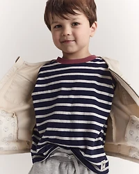 Toddler Striped Short-Sleeve Relaxed Subway Tee - Navy