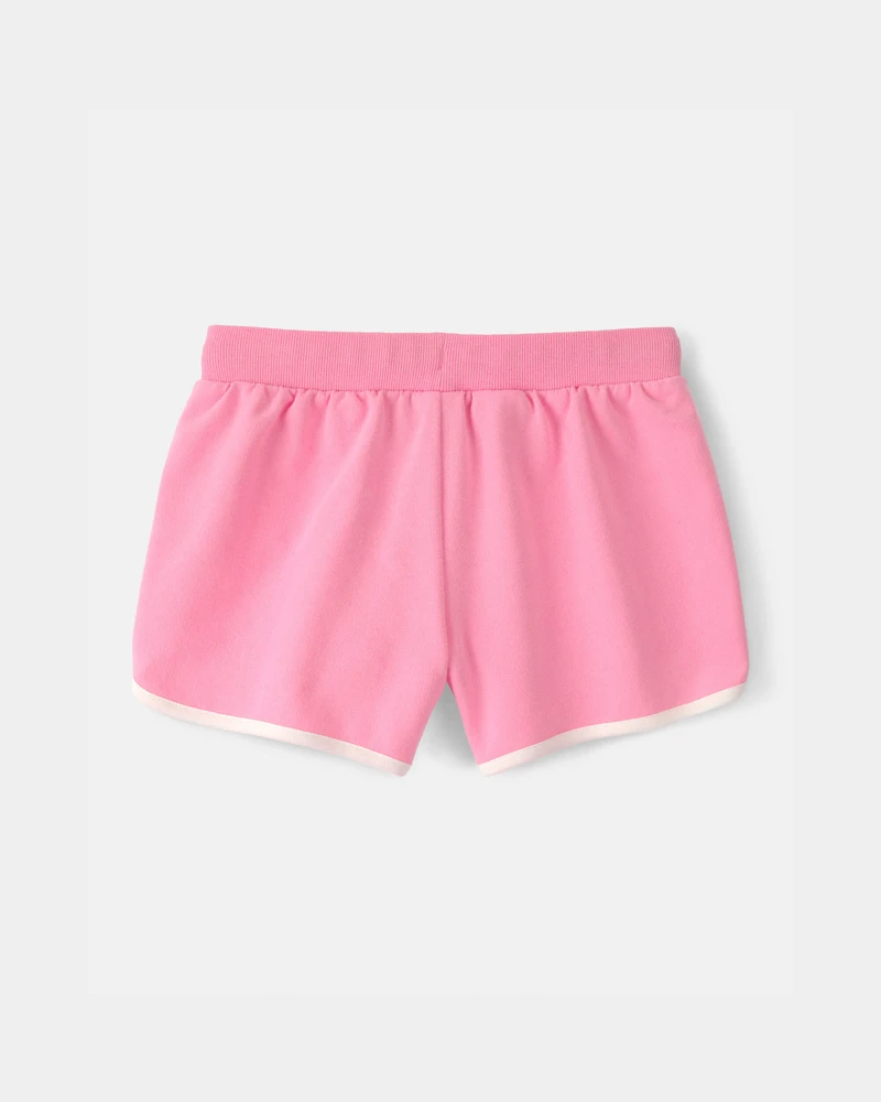 Girls French Terry Active Shorts - Pink
