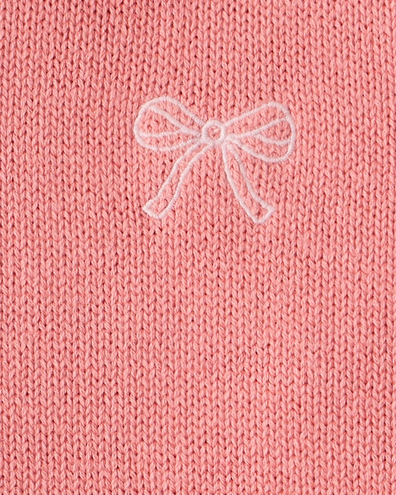 Toddler Girl Bow Cotton Long-Sleeve Sweater - Pink