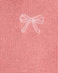 Toddler Girl Bow Cotton Long-Sleeve Sweater - Pink