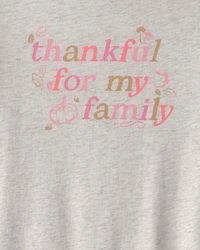 Girls 'Thankful' Long-Sleeve Graphic Tee - Grey