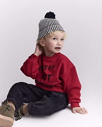 Toddler Striped Pom Beanie - Black/White