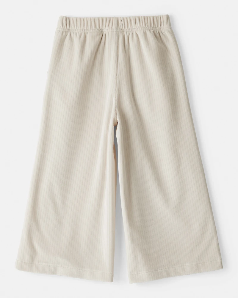Toddler Girl Ribbed Flare Pants - Tan