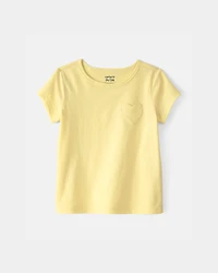 Toddler Girl Heart Pocket Top - Yellow
