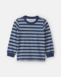 Toddler Boy Striped Long-Sleeve T-Shirt - Navy Blue/Cream