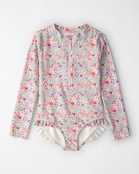 Girls Recycled Meadow Mix Print Rashguard Swimsuit