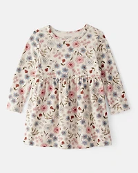 Baby Girl Floral Long-Sleeve Knit Dress - Cream