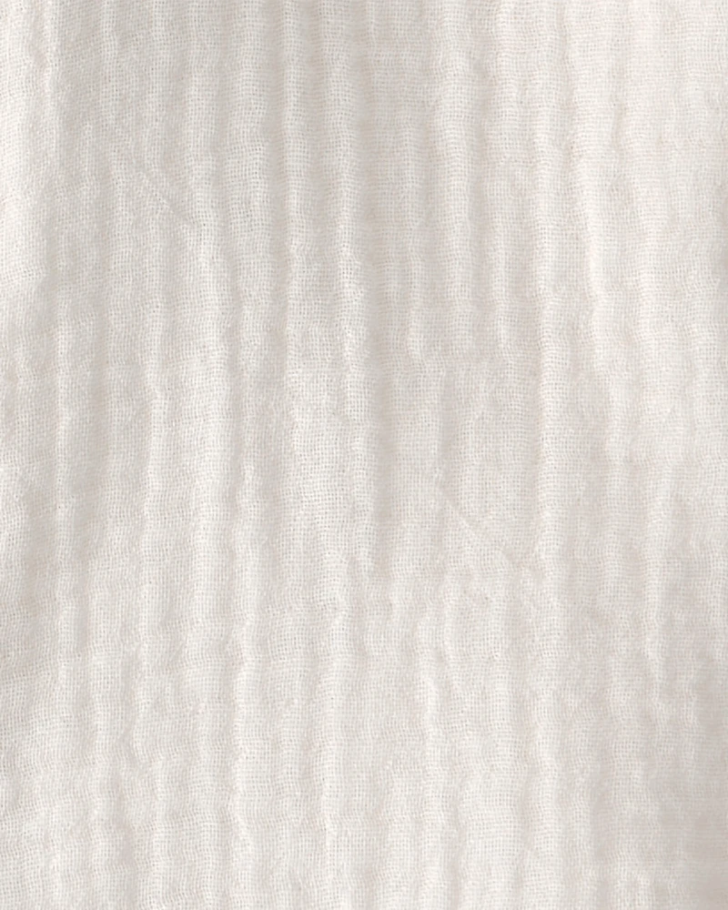 Baby Boy 2-Piece Organic Cotton Gauze Short Set Cream