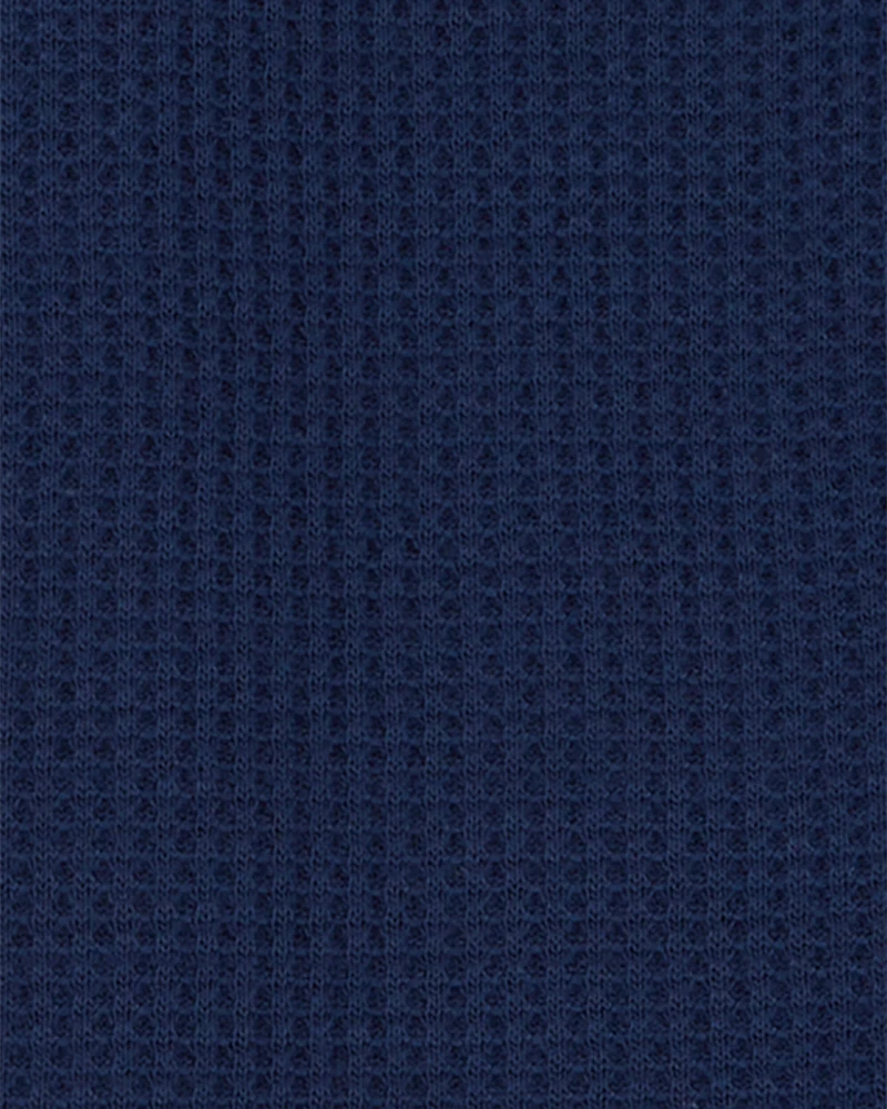 Toddler Boy Solid Loose Fit Waffle Knit 2-Piece Pyjamas - Navy