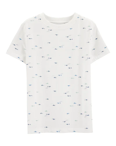 Boys Shark Cotton-Blend Tee - White