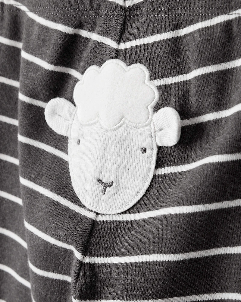 Baby Boy 3-Piece Striped Sheep Print Long-Sleeve Bodysuits & Pant Set - White/Black