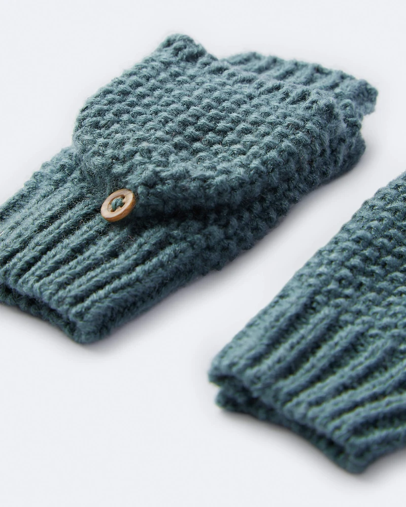 Toddler Foldover Mittens - Green