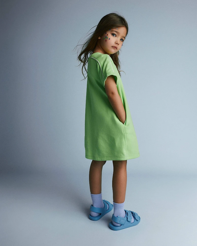 Toddler Girl Henley T-Shirt Dress - Lime Green