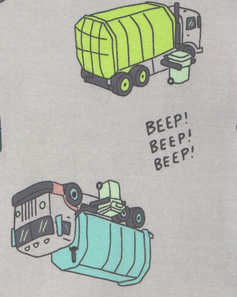 Baby Boy 4-Piece Trash Truck 100% Cotton Short-Sleeve Snug Fit Pyjama Set