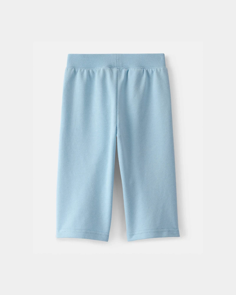 Baby Girl French Terry Wide-Leg Active Pants - Blue