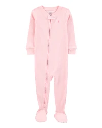 Baby Girl Heart Waffle Knit Footie 1-Piece Pyjamas - Pink