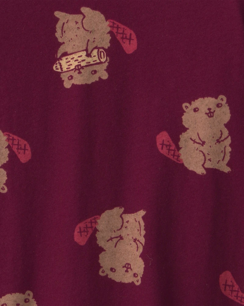 Toddler Boy Beaver Long-Sleeve T-Shirt - Burgundy