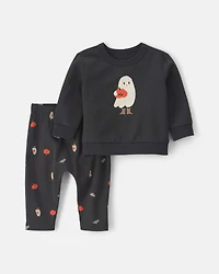 Baby 2-Piece Cowboy Halloween Long-Sleeve Top & Pant Set - Black
