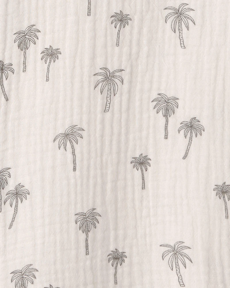 Boys 2-Piece Organic Cotton Gauze Top & Short Set Palm Trees