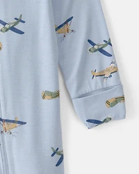 Baby Boy Plane 2-Way Zip PurelySoft Sleeper - Blue