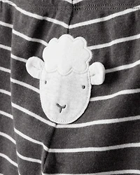 Baby Boy 3-Piece Striped Sheep Print Long-Sleeve Bodysuits & Pant Set - White/Black