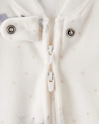 Baby Elephant Print Long-Sleeve Wearable Blanket - White